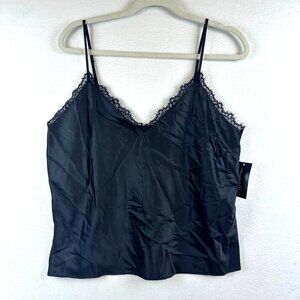 NWT INC Intimates Black Lace Tank Women Large Satin Fairy Grunge Goth Whimsigoth